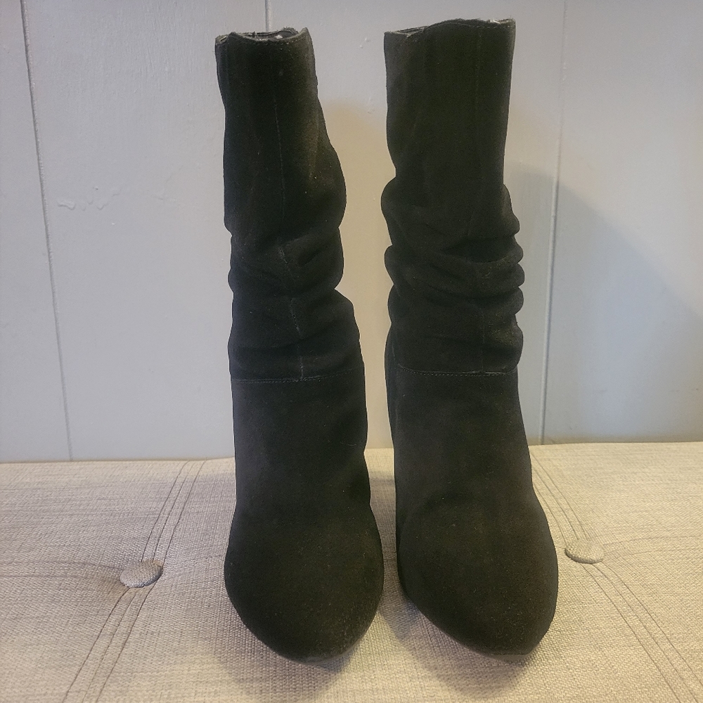 Suede black booties